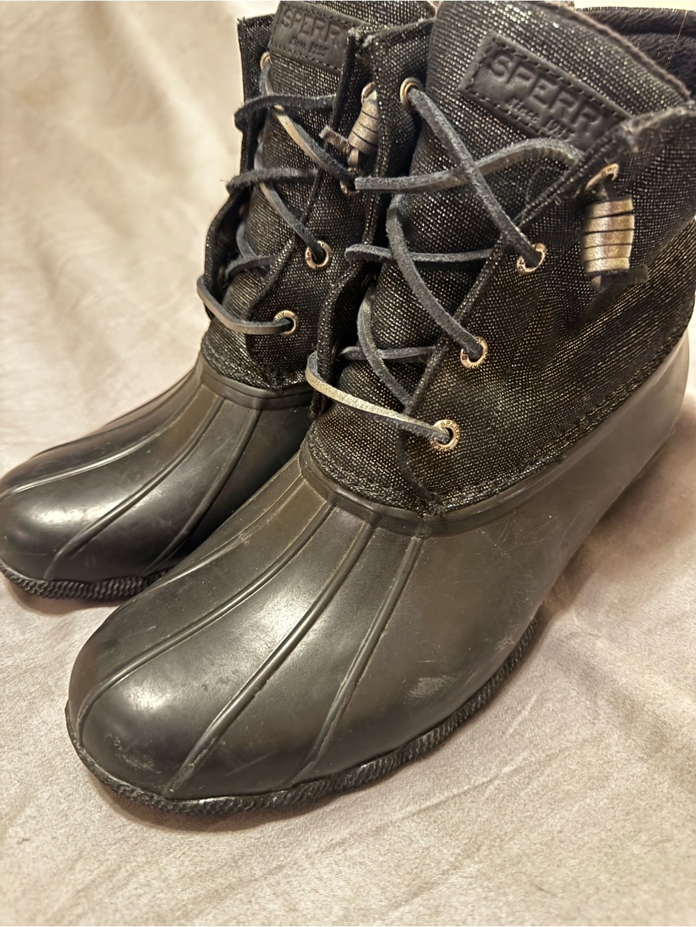 Sperry Black Duck Boots Ankle Booties - Picture 5 of 7